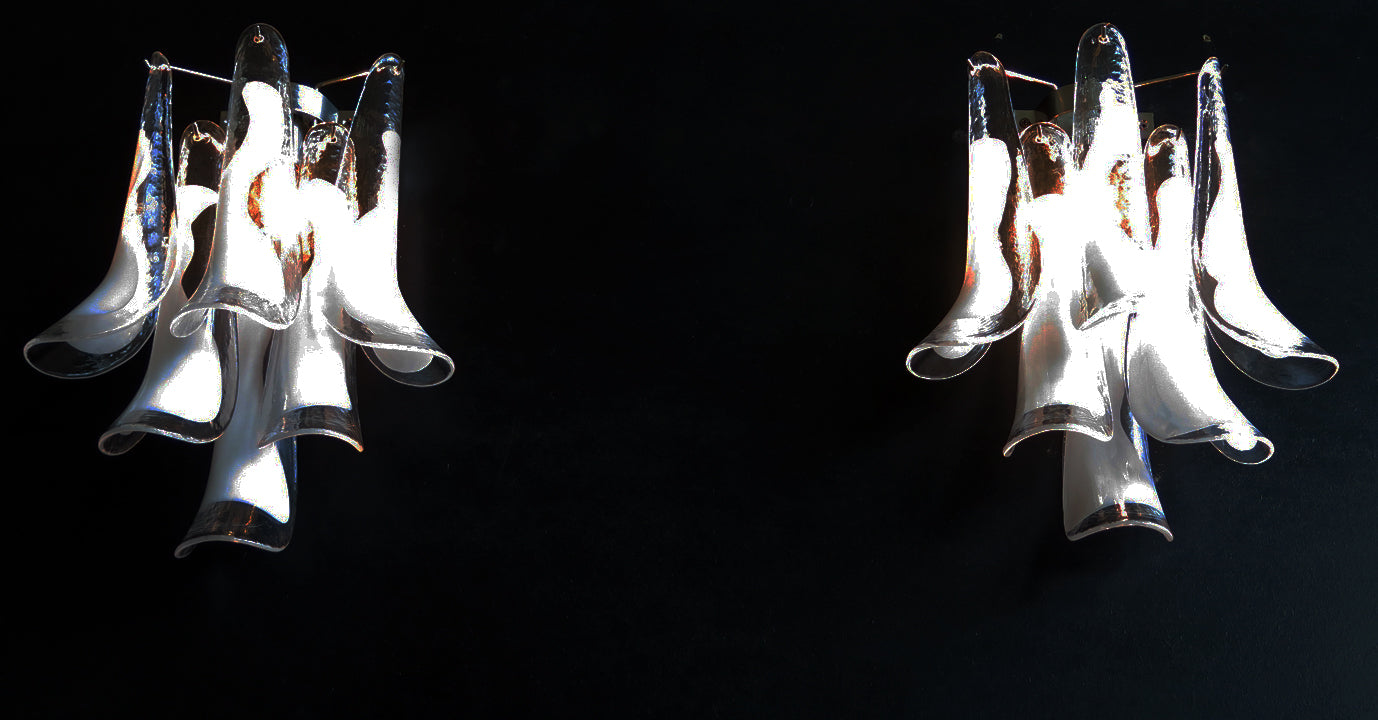 Murano Vegglampe – 6 Hvite Konglebladglass – 2 stk – detalj 8 – Murano Classics