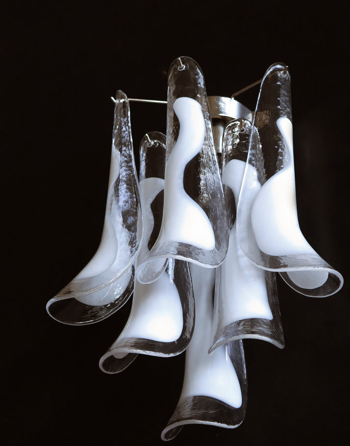 Murano Vegglampe – 6 Hvite Konglebladglass – 2 stk – detalj 2 – Murano Classics