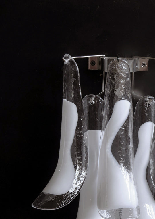 Murano Vegglampe – 6 Hvite Konglebladglass – 2 stk – detalj 3 – Murano Classics