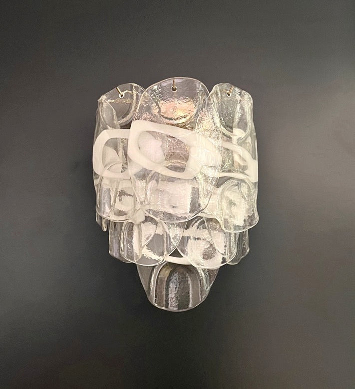Murano Vegglampe – 10 Hvite Crostoliglass – 2 stk – detalj 10 – Murano Classics