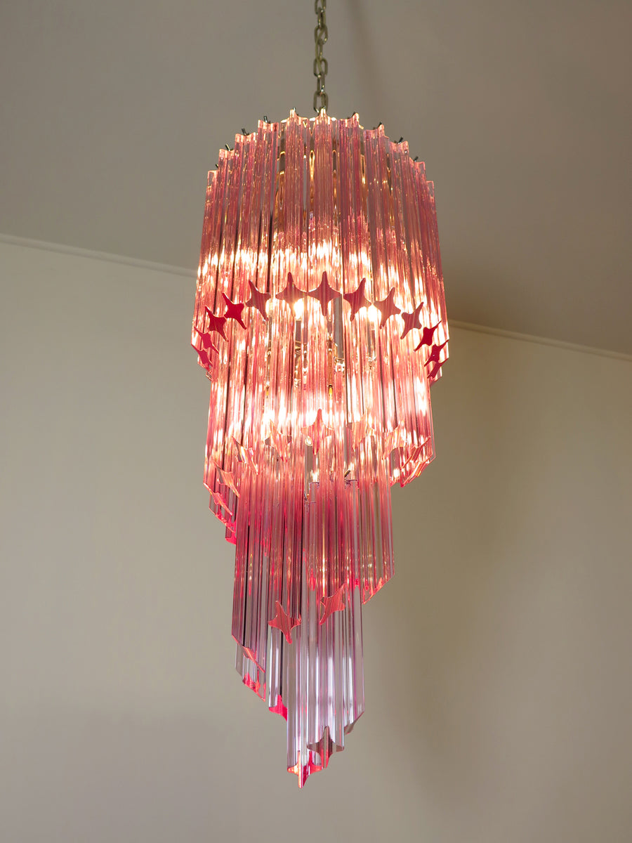 Murano Lysekrone – 54 Rosa Prismeglass – detalj 4 – Murano Classics