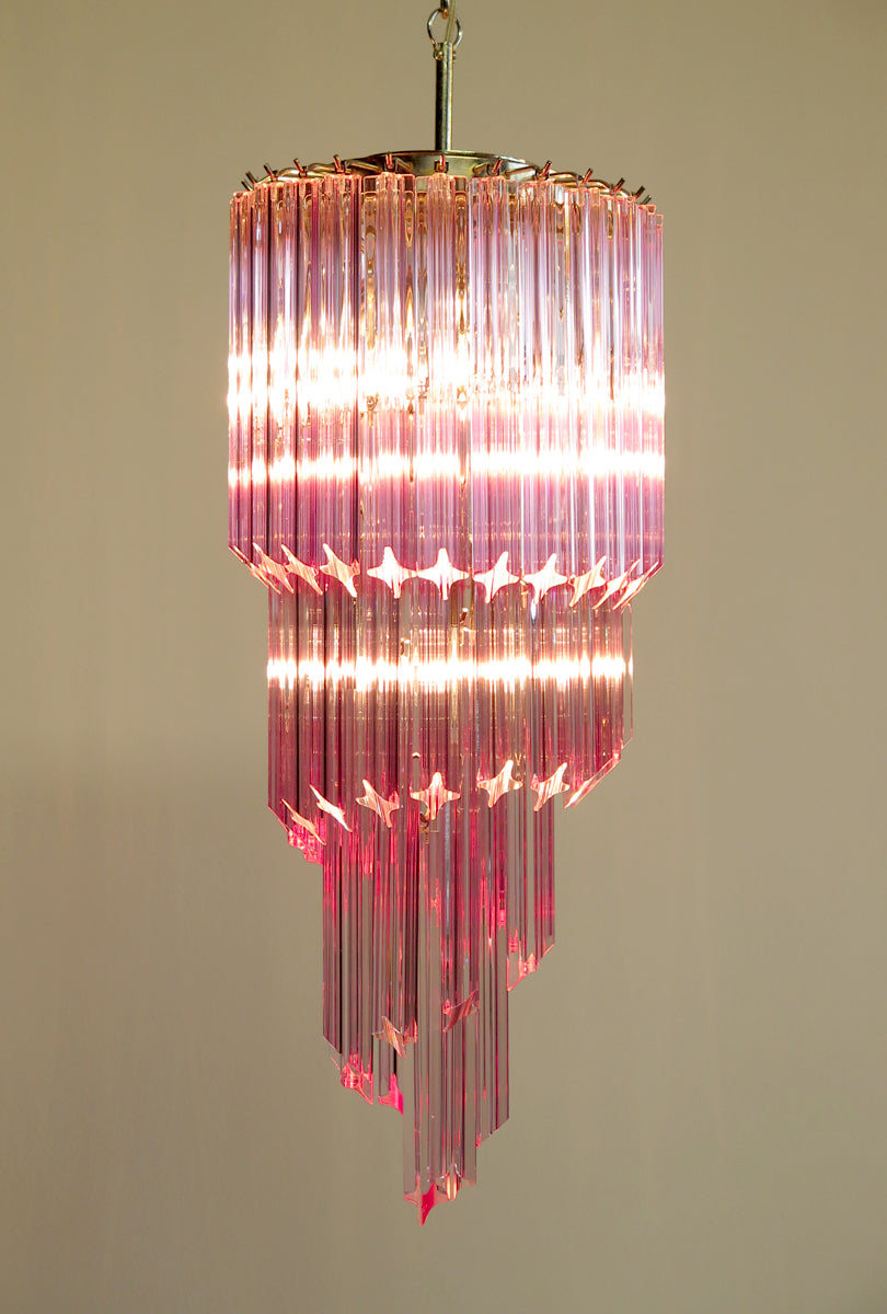 Murano Lysekrone – 54 Rosa Prismeglass – Murano Classics