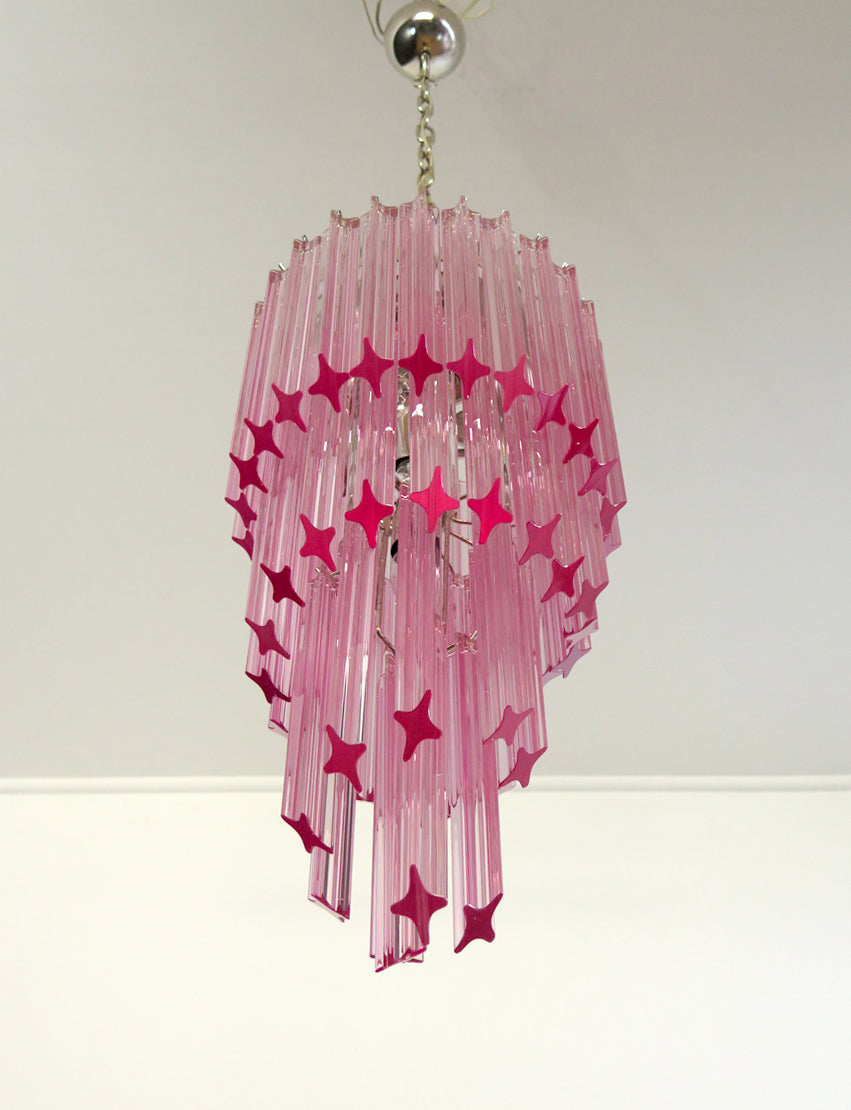 Murano Lysekrone – 54 Rosa Prismeglass – detalj 1 – Murano Classics