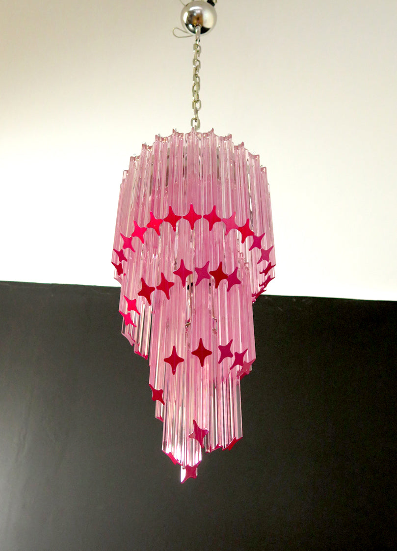 Murano Lysekrone | 54 Rosa Prismeglass