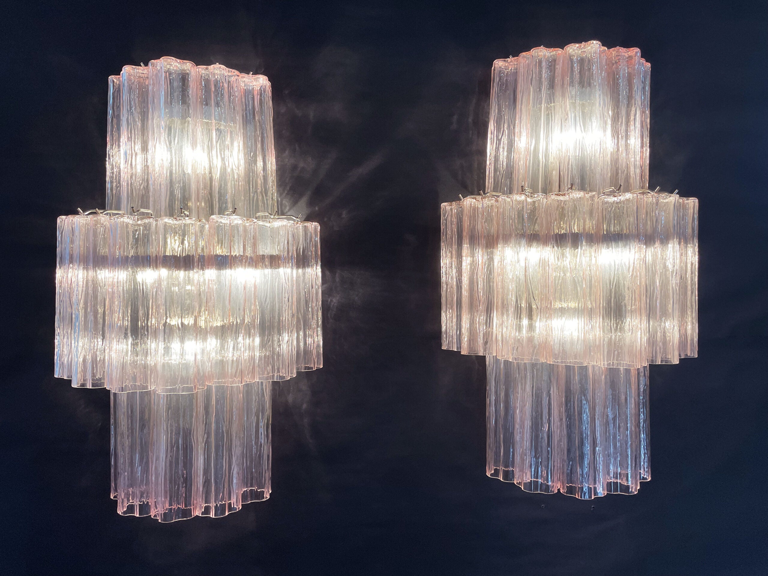 Murano Vegglampe – 18 Rosa Prismeglass – 2 stk – detalj 3 – Murano Classics