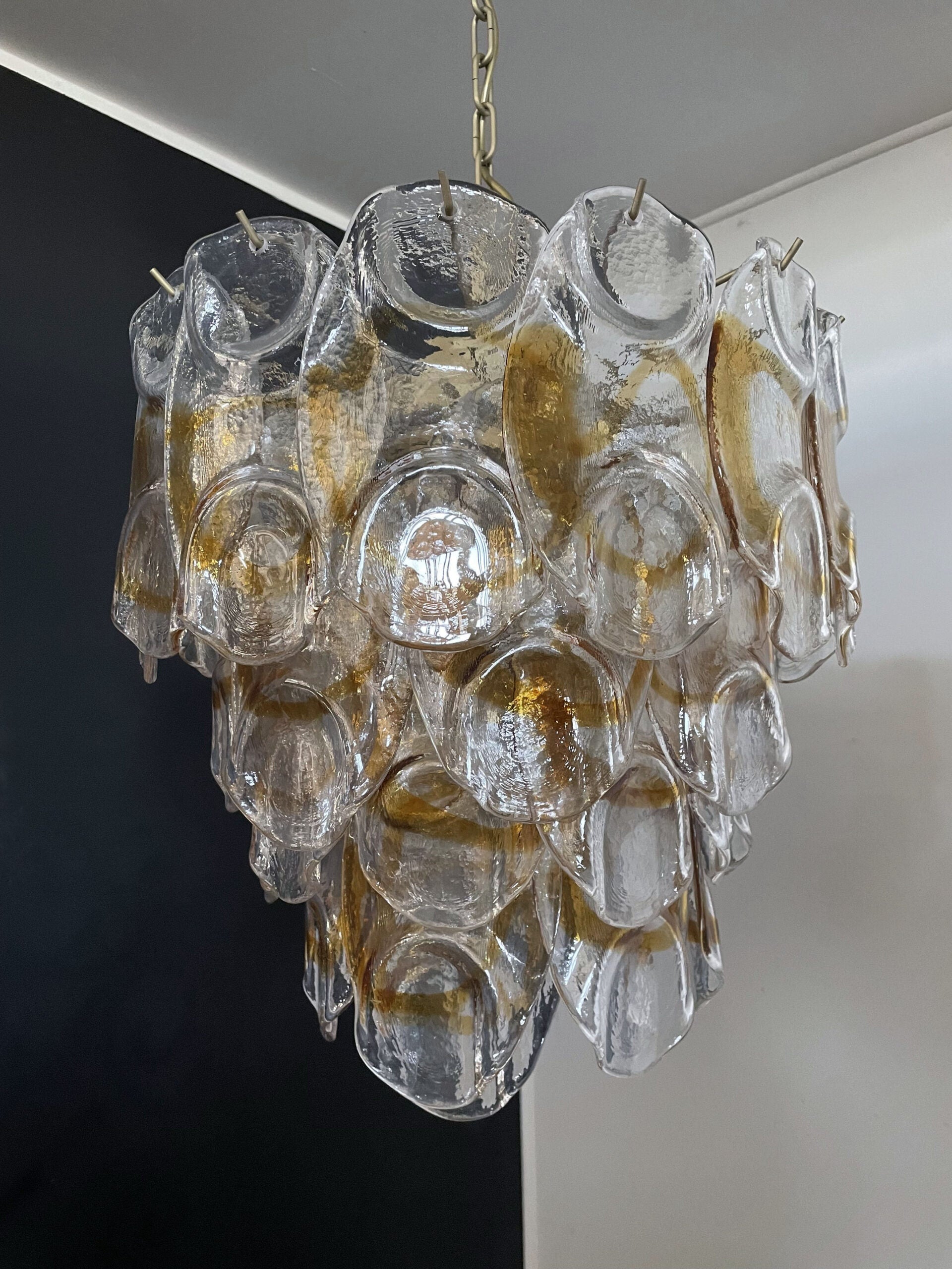 Murano Lysekrone – 41 Gule Crostoliglass – detalj 2 – Murano Classics