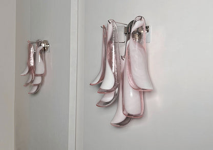 Murano Vegglampe | Rosa Lattimo Konglebladglass | 1 par