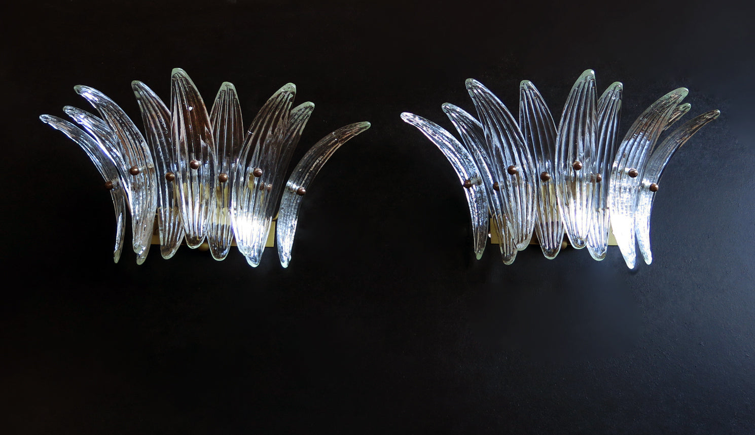 Murano Vegglampe – 9 Klare Palmeglass – 2 stk – detalj 5 – Murano Classics
