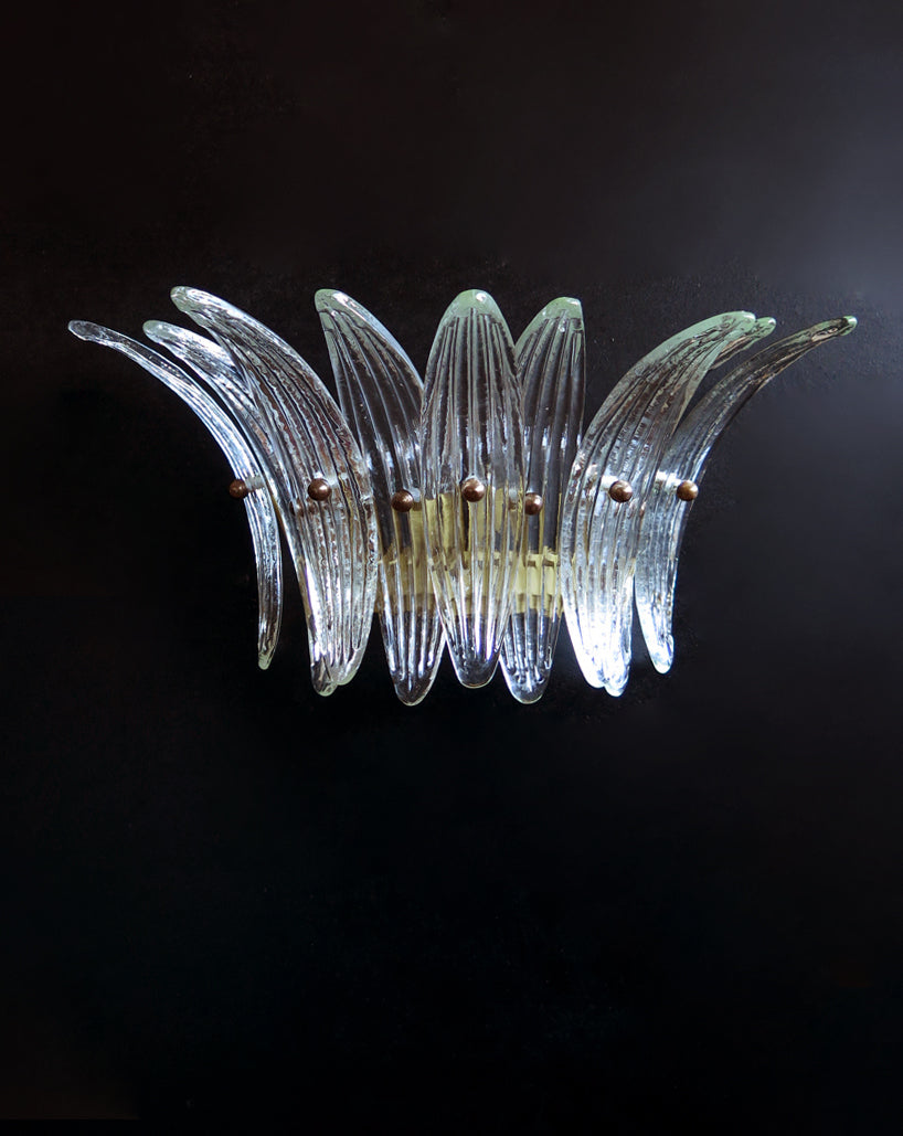 Murano Vegglampe | 9 Klare Palmeglass | 1 par