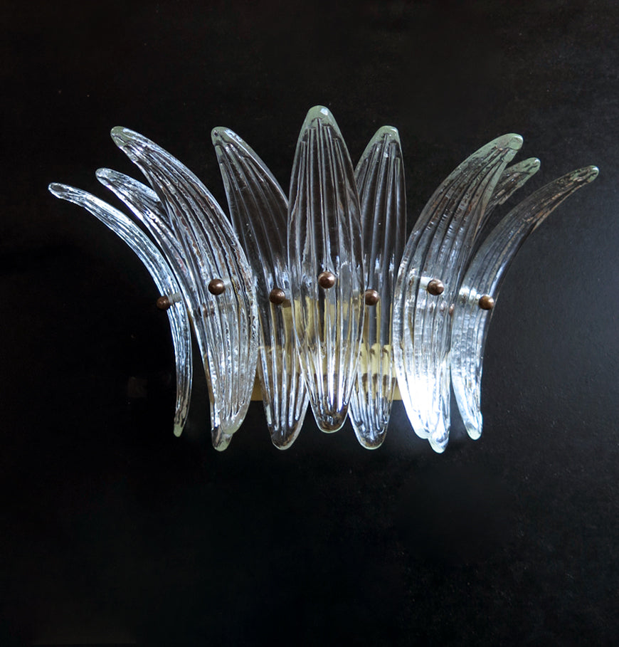 Murano Vegglampe – 9 Klare Palmeglass – 2 stk – Murano Classics