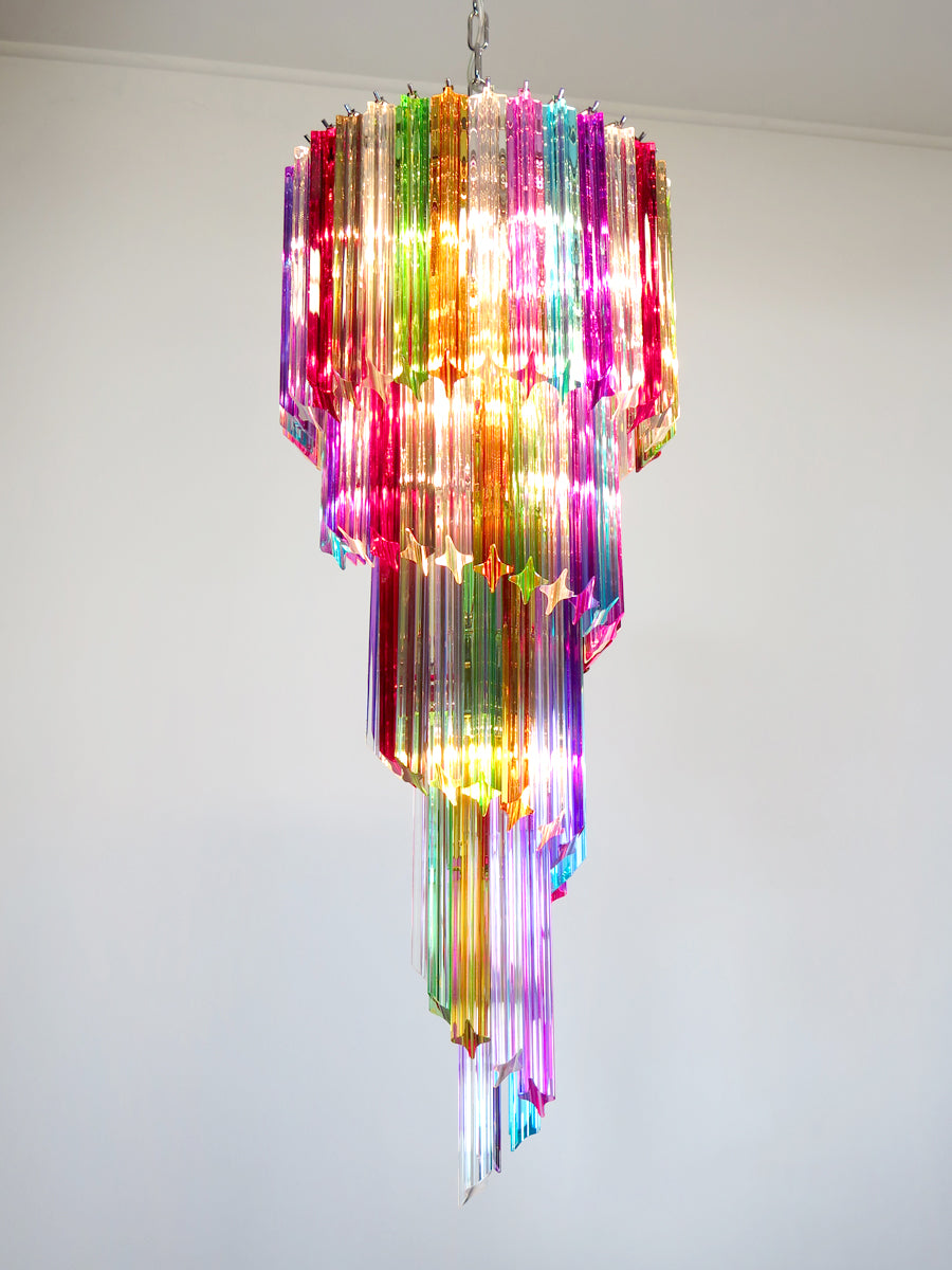 Murano Lysekrone – 86 Multifargede Prismeglass – detalj 1 – Murano Classics
