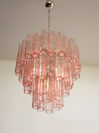 Murano Lysekrone | 48 Rosa Glassrør