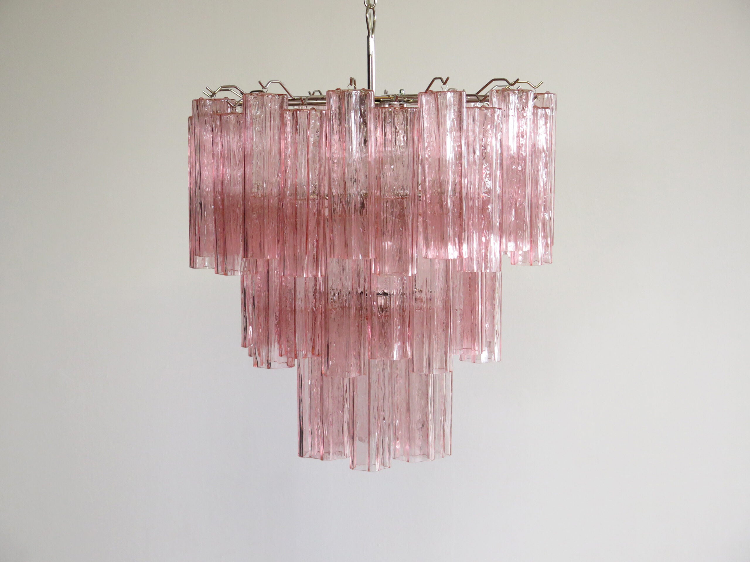 Murano Lysekrone – 48 Rosa Glassrør – detalj 7 – Murano Classics
