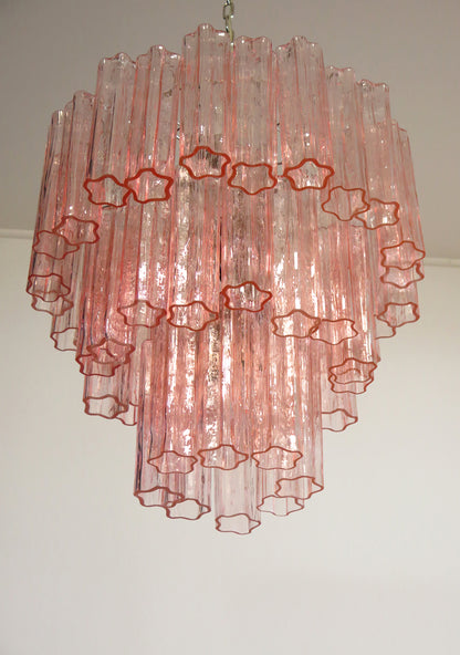 Murano Lysekrone | 48 Rosa Glassrør