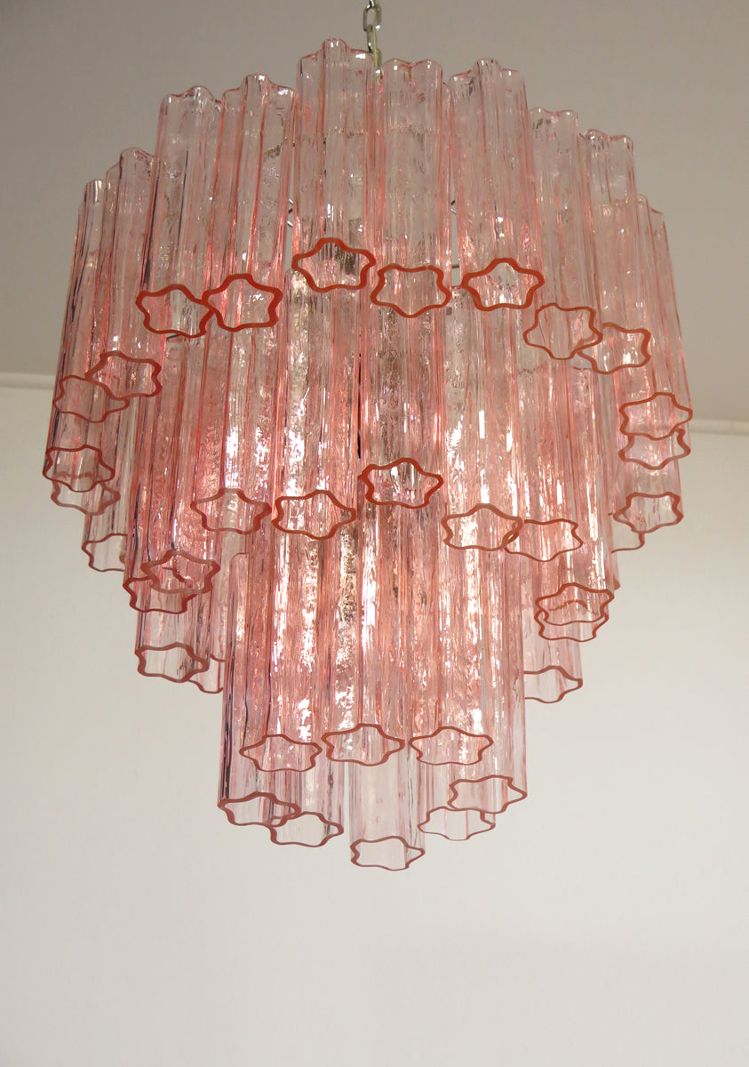 Murano Lysekrone – 48 Rosa Glassrør – detalj 3 – Murano Classics