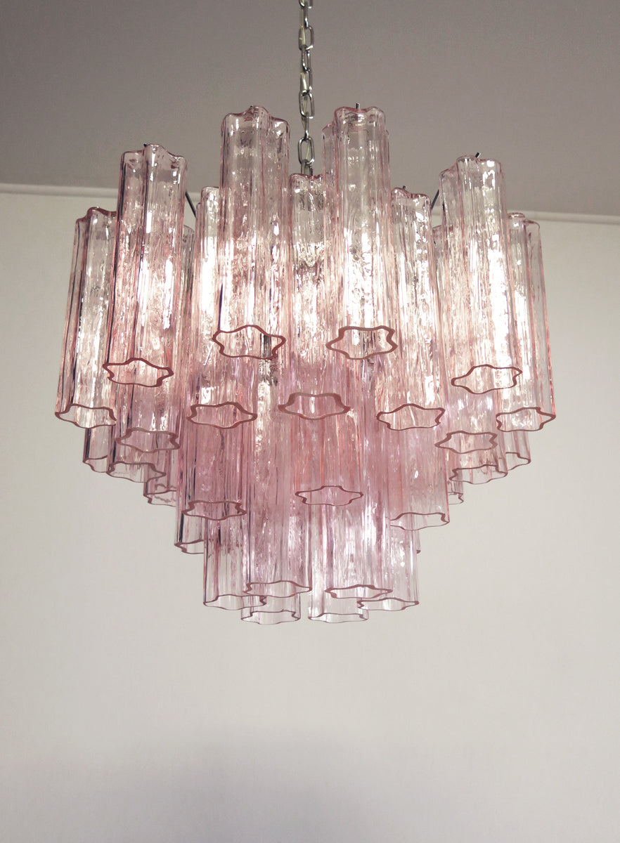 Murano Lysekrone – 36 Rosa Glassrør – detalj 6 – Murano Classics