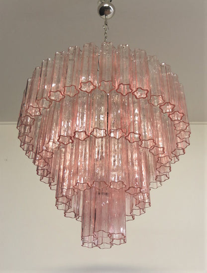 Murano Lysekrone | 78 Rosa Glassrør