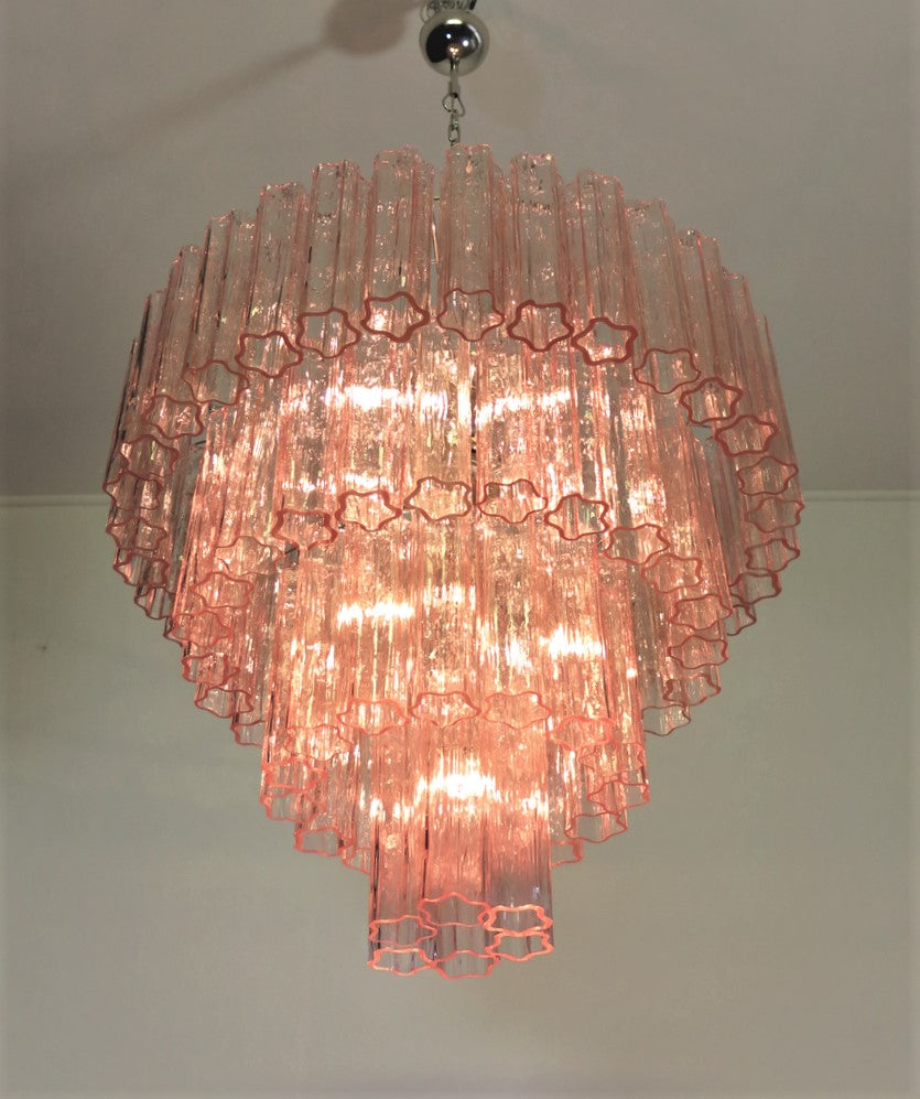 Murano Lysekrone | 78 Rosa Glassrør