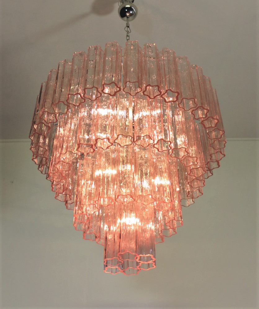 Murano Lysekrone – 78 Rosa Glassrør – detalj 3 – Murano Classics