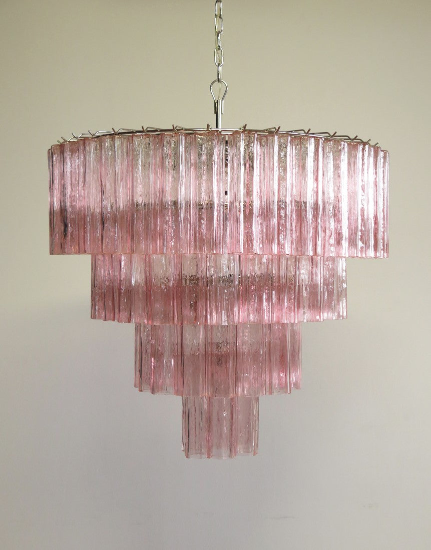 Murano Lysekrone | 78 Rosa Glassrør