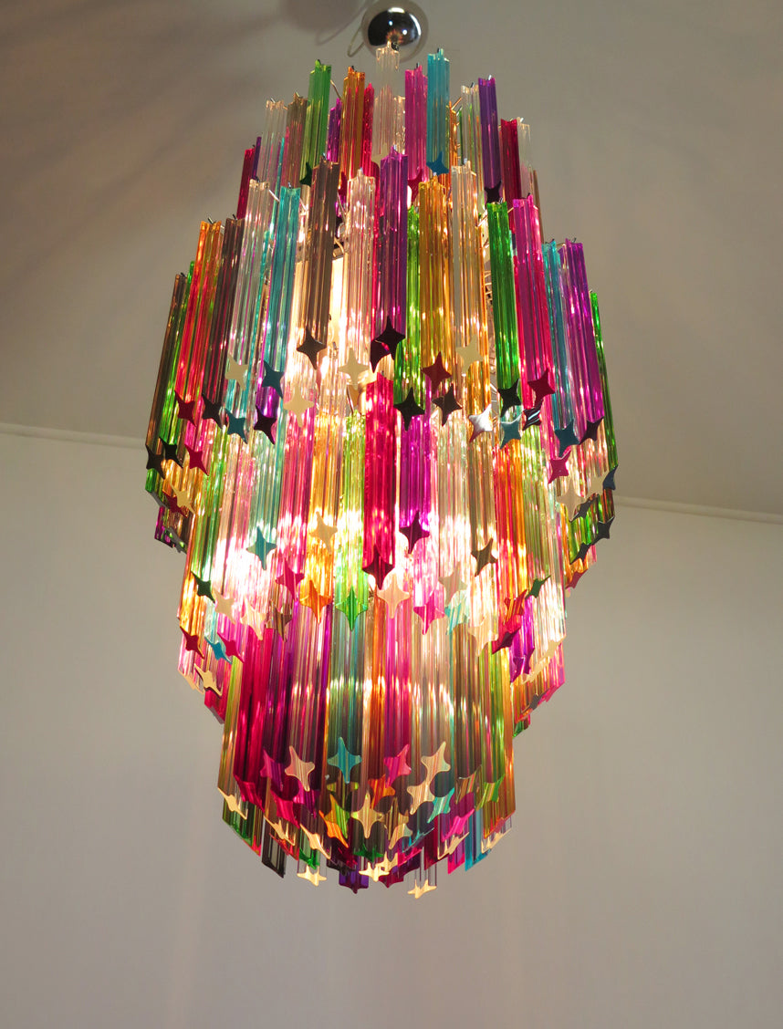Murano Lysekrone – 242 Multifargede Prismeglass – detalj 1 – Murano Classics