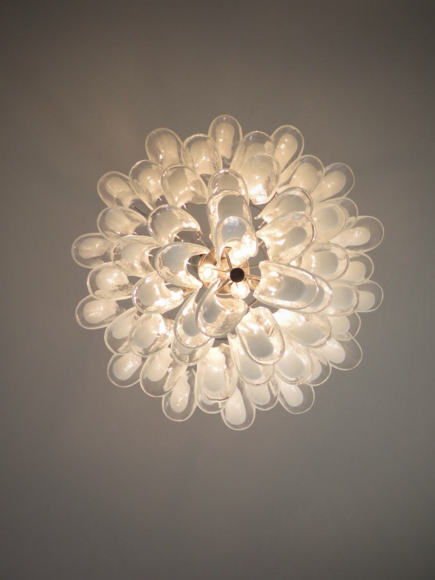 Murano Lysekrone – 53 Klare Konglebladglass – detalj 1 – Murano Classics