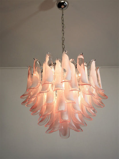 Murano Chandelier | 53 Pink cone leaf glass