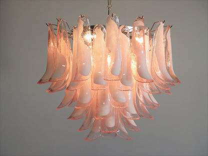 Murano Chandelier | 53 Pink cone leaf glass