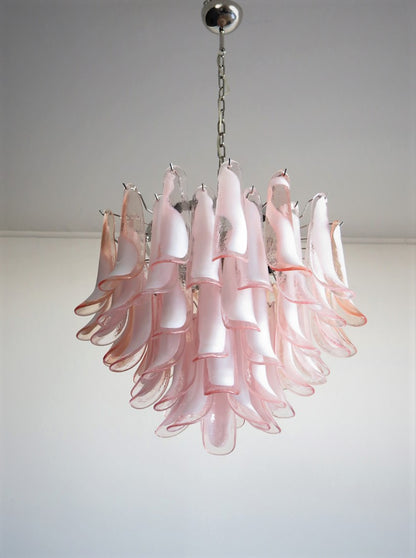 Murano Chandelier | 53 Pink cone leaf glass