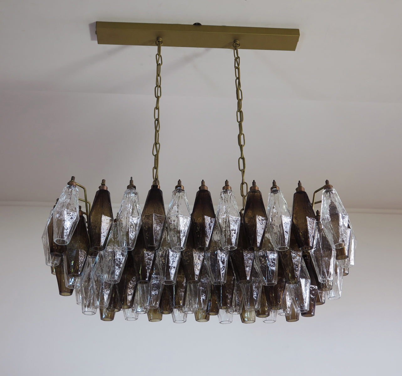 Murano Lysekrone – 84 Klare og Røykfargede Poliedriglass – detalj 8 – Murano Classics