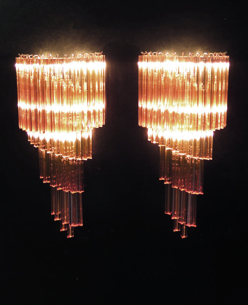 Murano Vegglampe – 41 Rosa Prismeglass – 2 stk – detalj 2 – Murano Classics