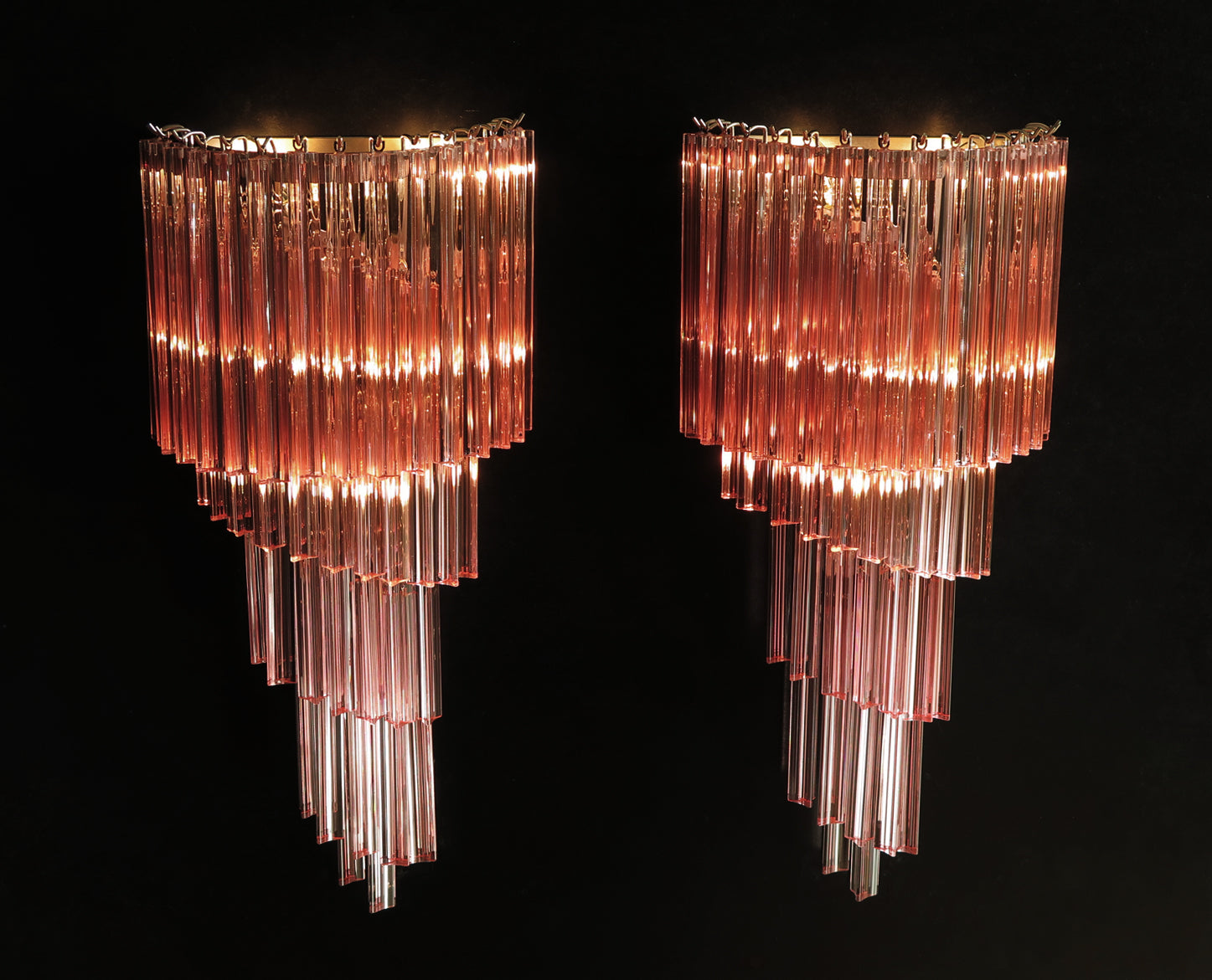 Murano Vegglampe – 41 Rosa Prismeglass – 2 stk – detalj 1 – Murano Classics