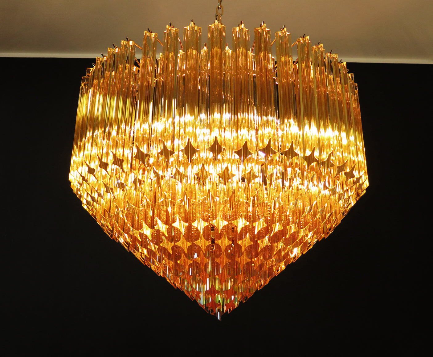 Murano Lysekrone – 265 Gule Prismeglass – detalj 9 – Murano Classics