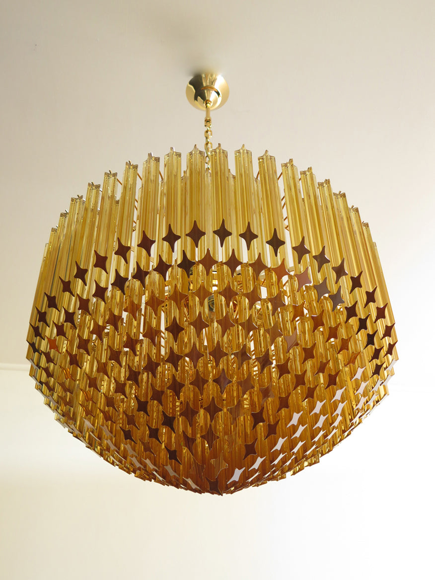 Murano Lysekrone – 265 Gule Prismeglass – detalj 7 – Murano Classics