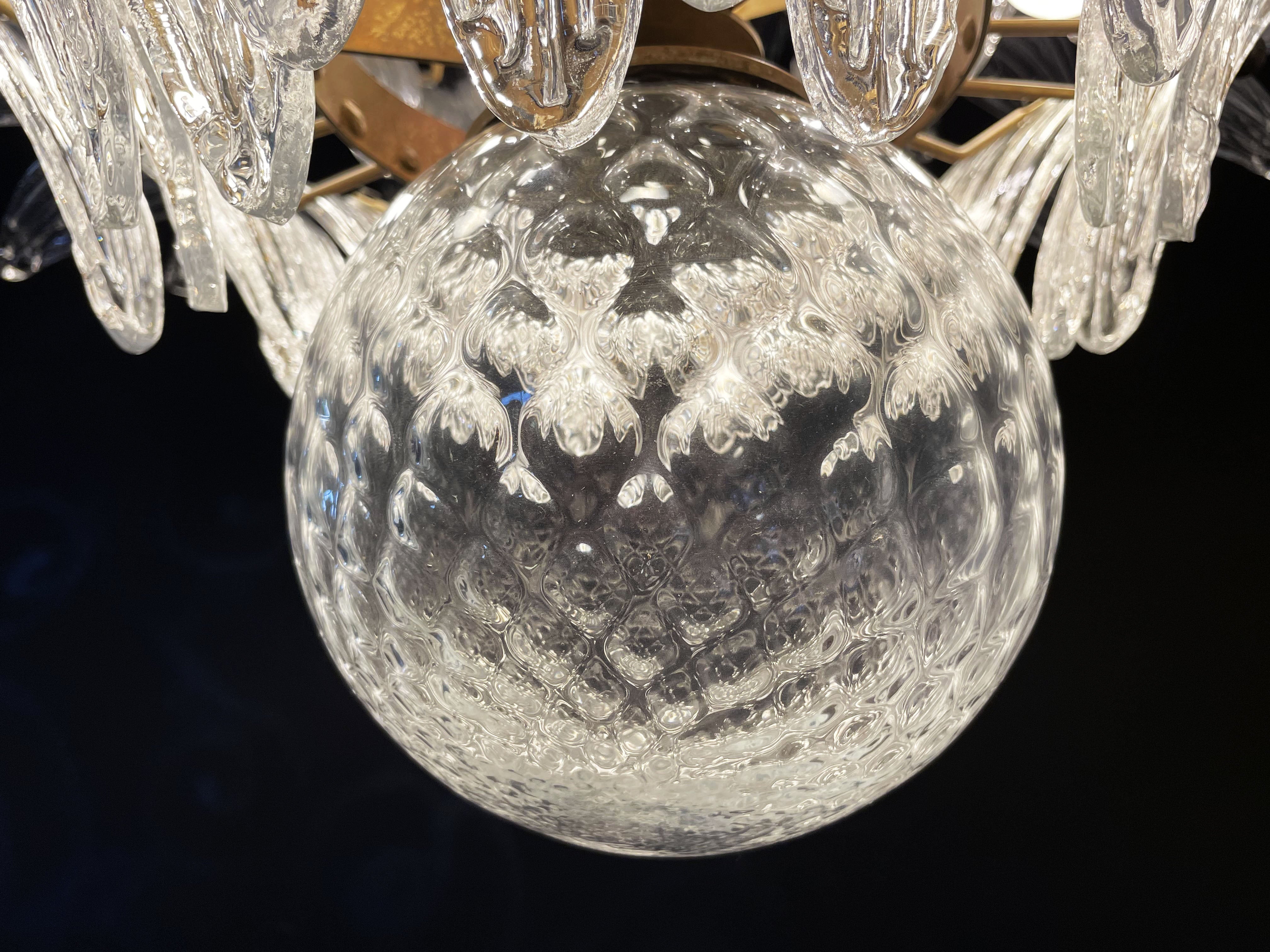 Murano Lysekrone – 163 Klare Palmeglass – detalj 4 – Murano Classics