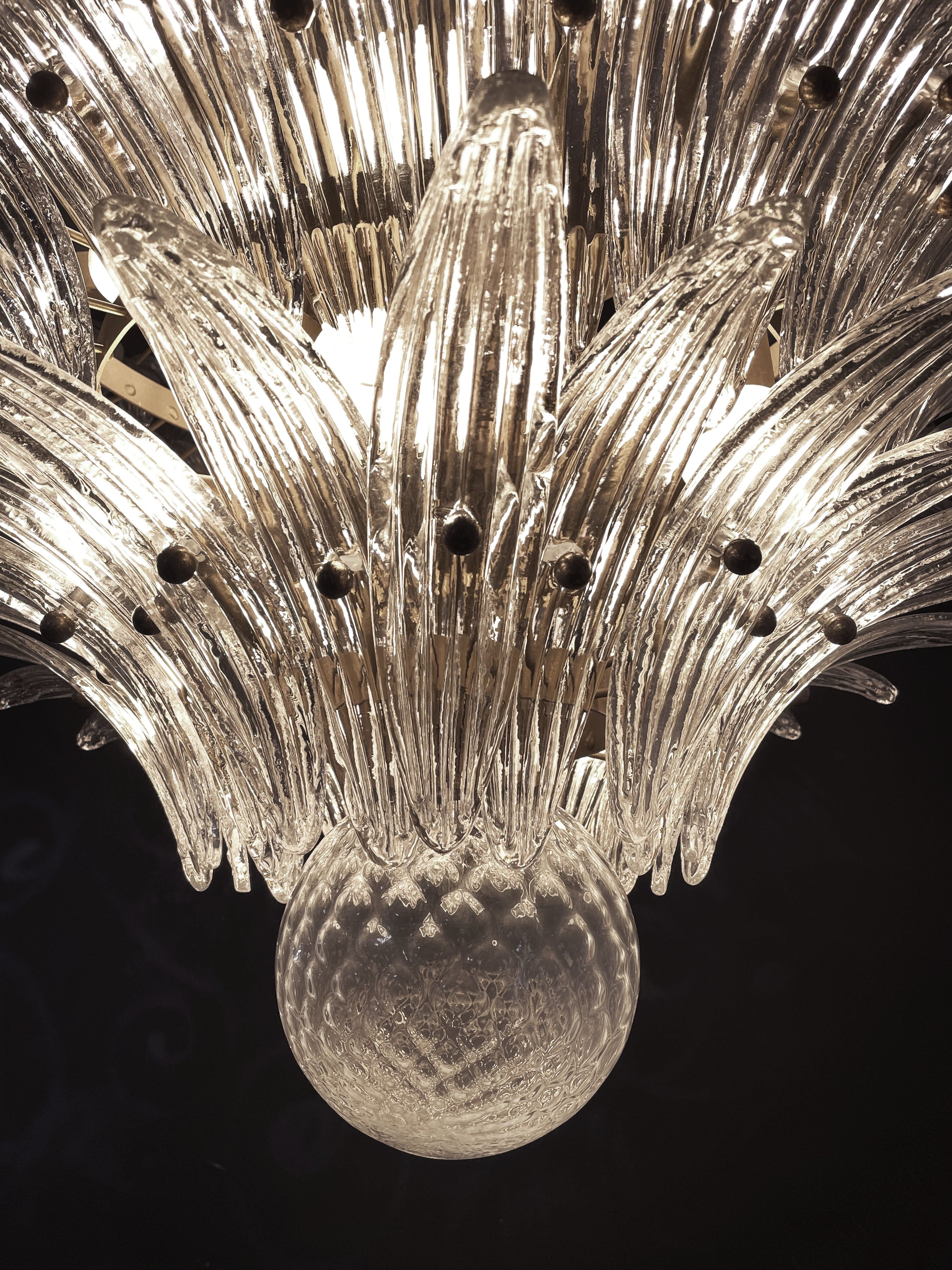 Murano Lysekrone – 163 Klare Palmeglass – detalj 3 – Murano Classics