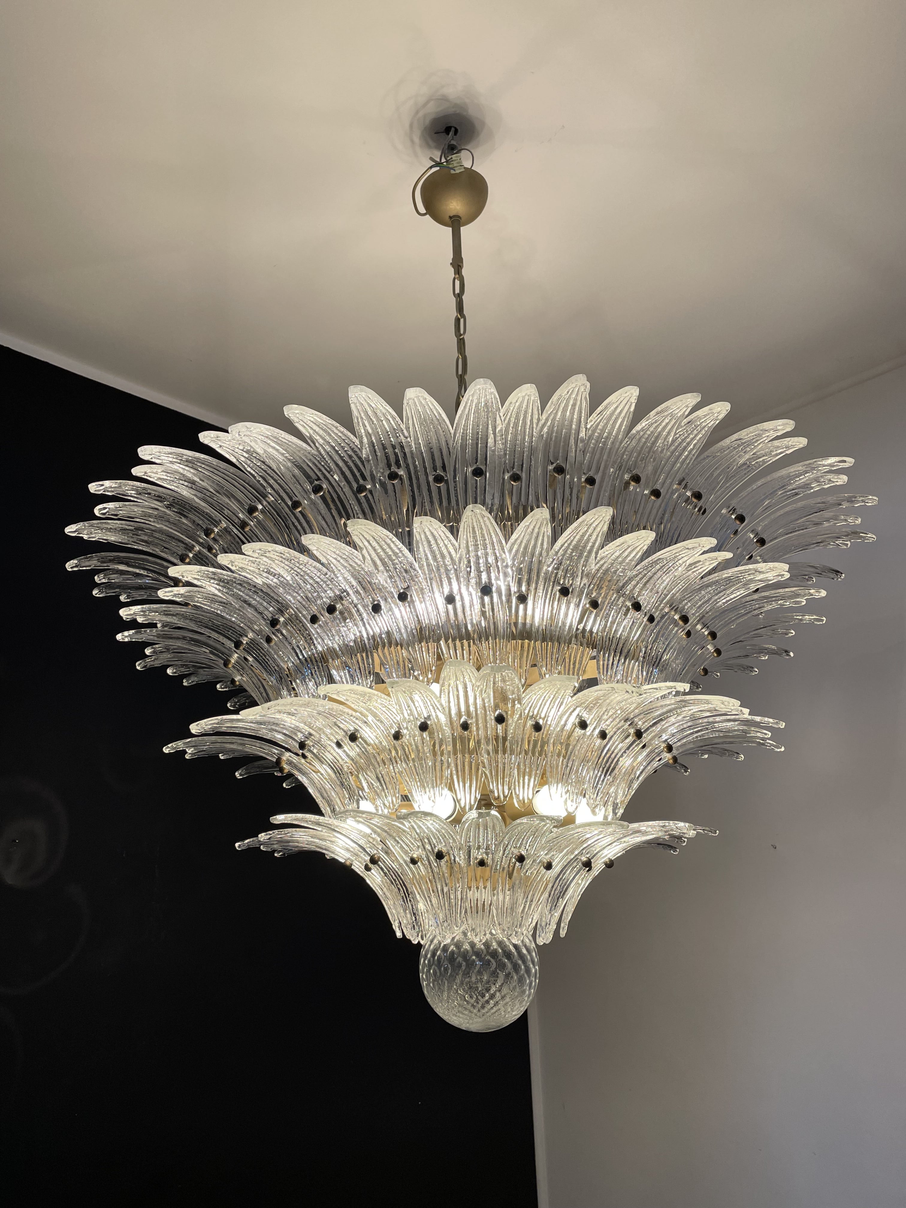 Murano Lysekrone – 163 Klare Palmeglass – detalj 5 – Murano Classics
