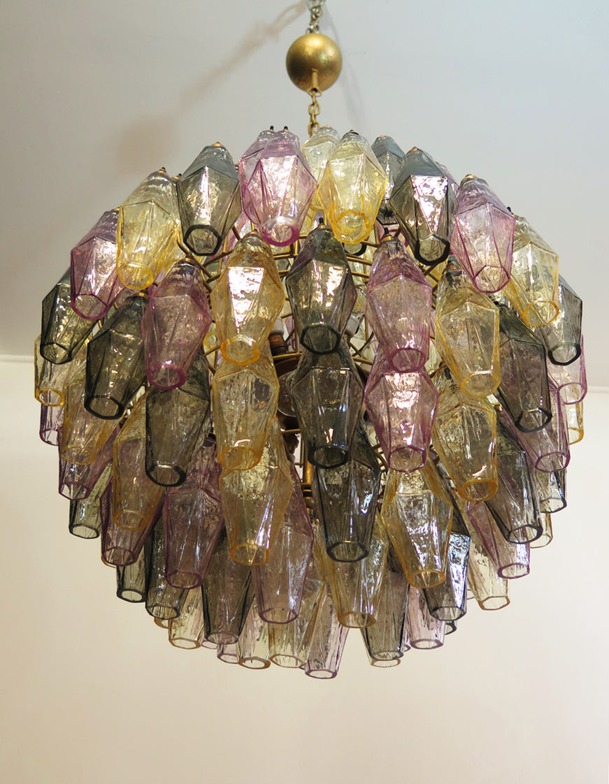 Murano Lysekrone – 140 Multifargede Poliedriglass – detalj 2 – Murano Classics
