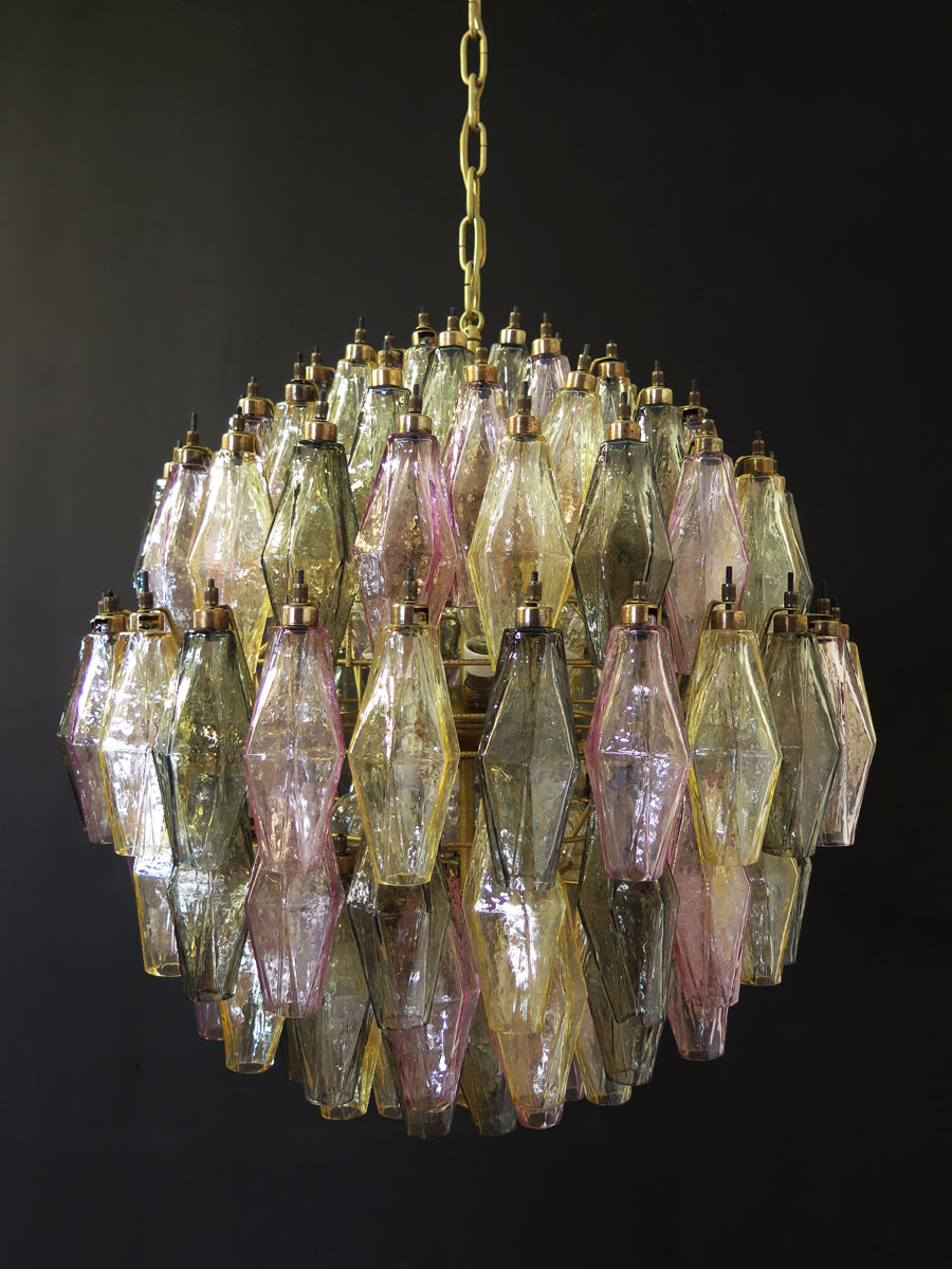 Murano Lysekrone – 140 Multifargede Poliedriglass – detalj 7 – Murano Classics