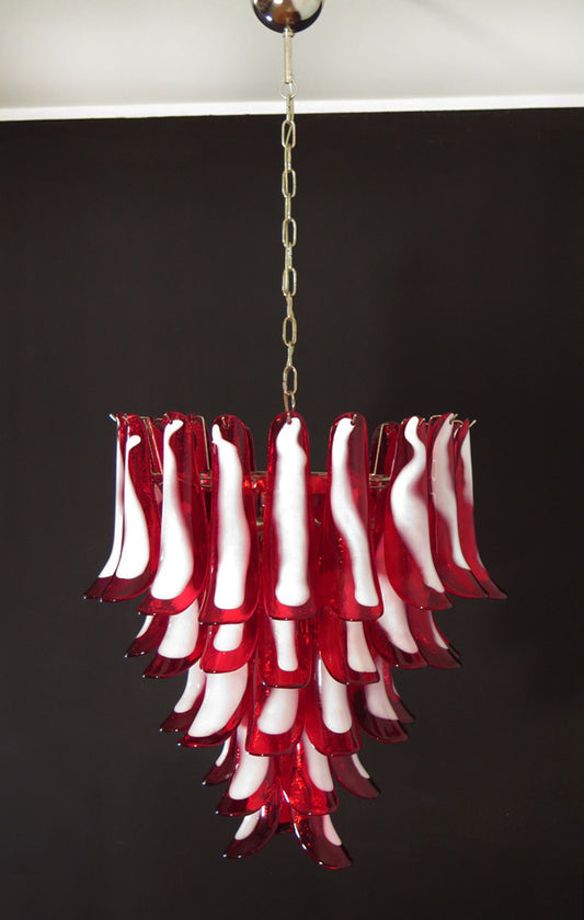 Murano Chandelier | 52 Red Cone Leaf Glasses