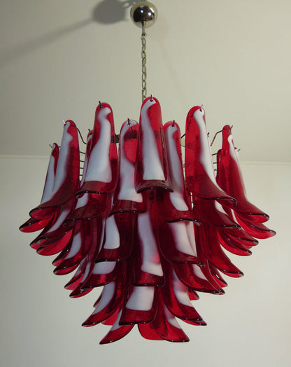 Murano Chandelier | 53 Red Cone leaf glass