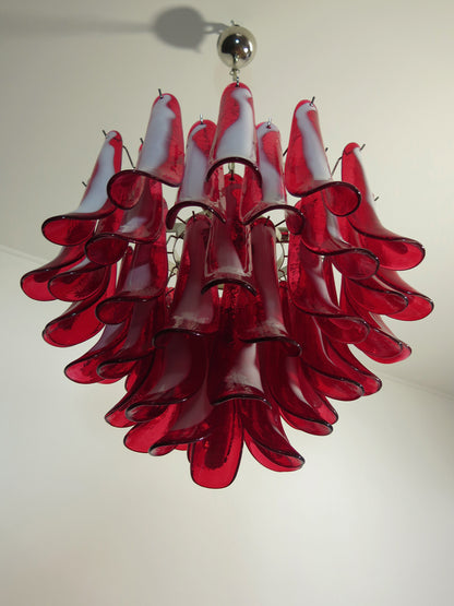 Murano Chandelier | 53 Red Cone leaf glass