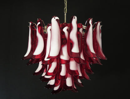 Murano Chandelier | 53 Red Cone leaf glass