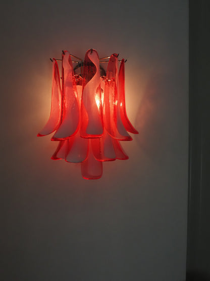 Murano Vegglampe | 10 Rød Konglebladglass | 1 par