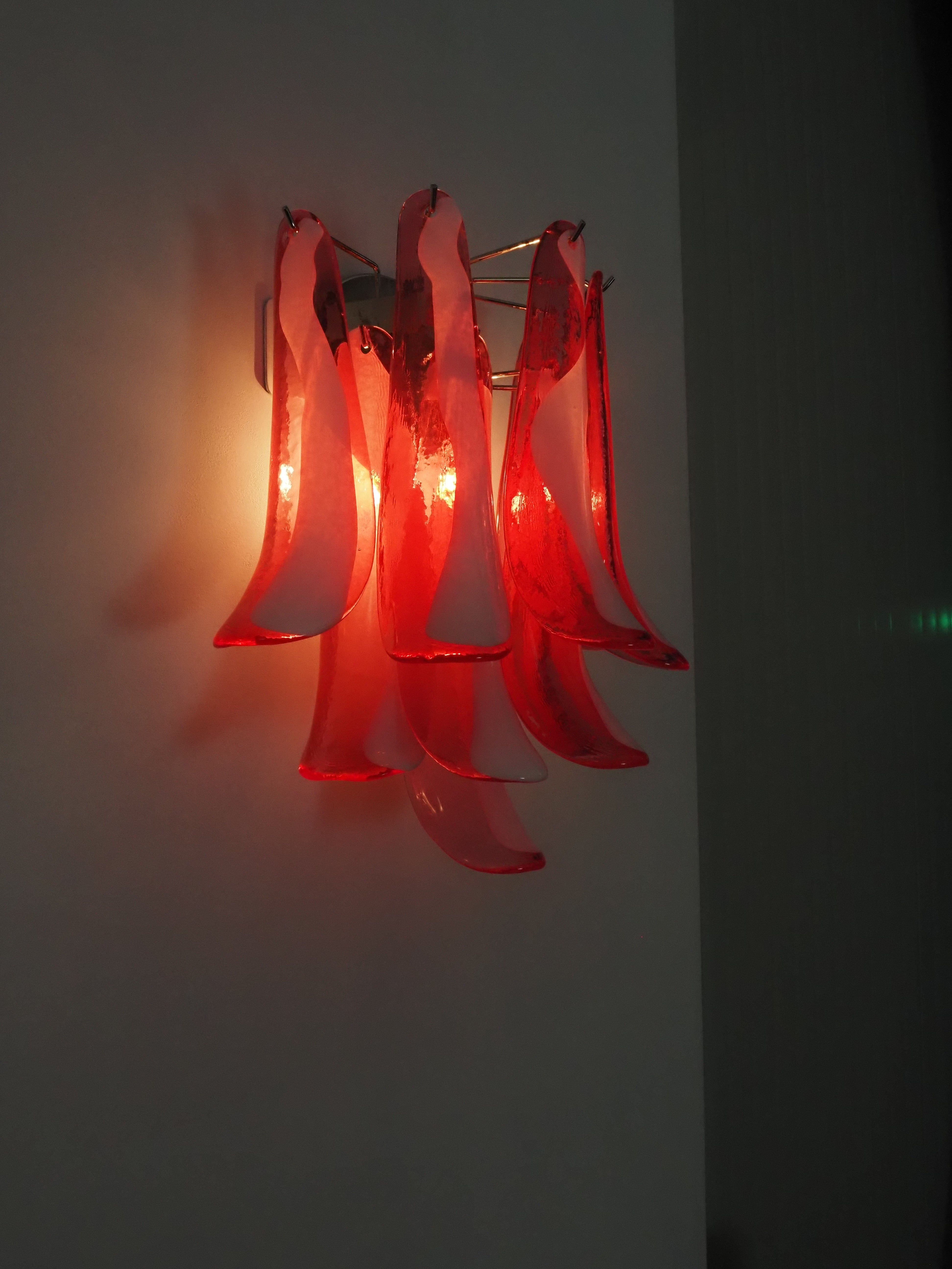 Murano Vegglampe – 10 Rød Konglebladglass – 2 stk – detalj 7 – Murano Classics