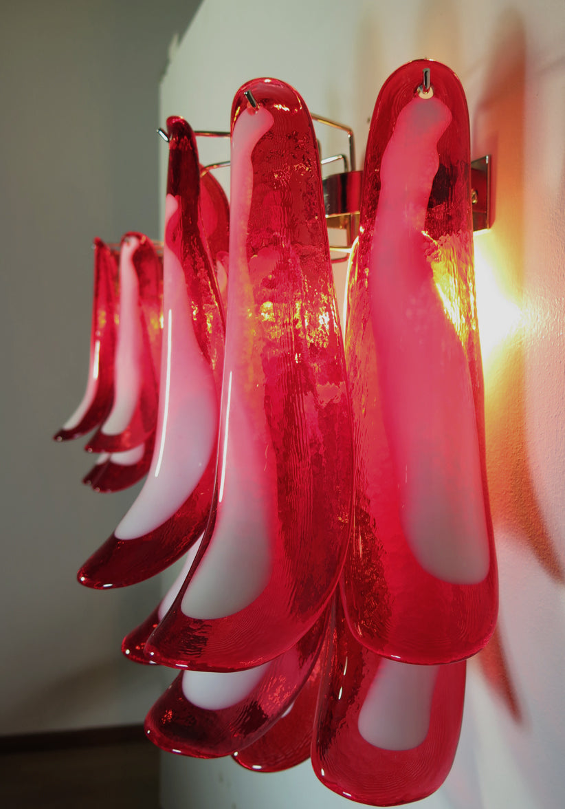 Murano Vegglampe – 10 Rød Konglebladglass – 2 stk – detalj 2 – Murano Classics