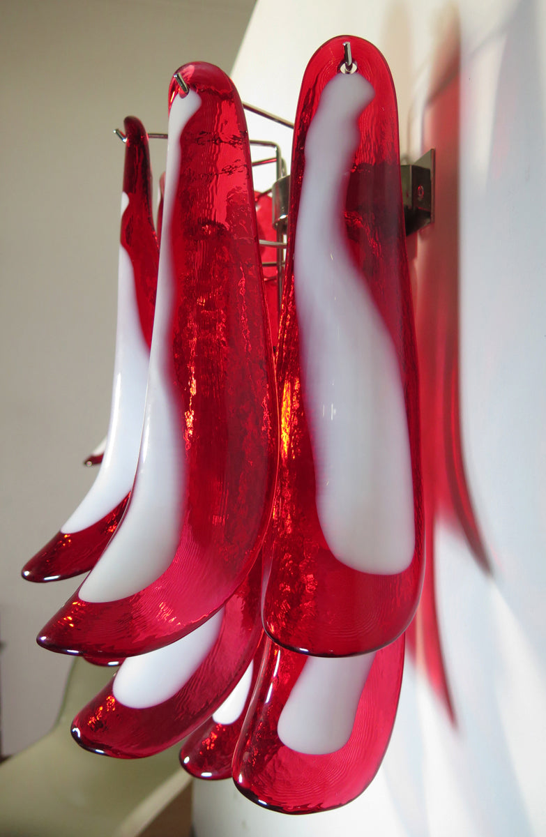 Murano Vegglampe – 10 Rød Konglebladglass – 2 stk – detalj 4 – Murano Classics