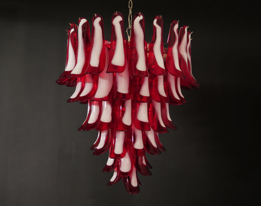 Murano Chandelier | 75 Red Cone leaf glass