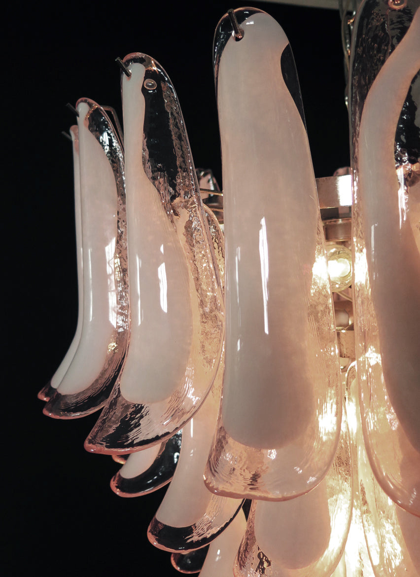 Murano Lysekrone – 75 Rosa Konglebladglass – detalj 5 – Murano Classics
