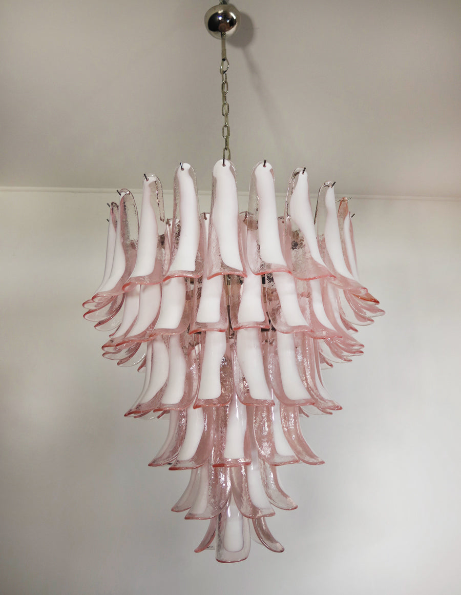 Murano Lysekrone – 75 Rosa Konglebladglass – detalj 2 – Murano Classics